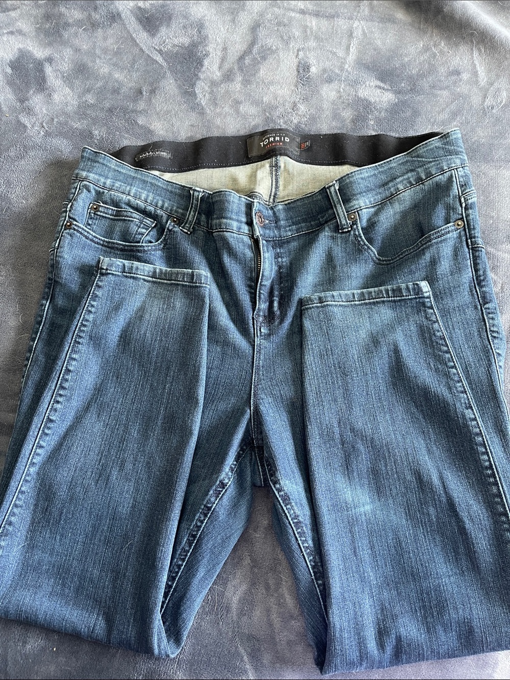 torrid Dark Blue Stretch Denim Jeggings with Front Patch Pockets